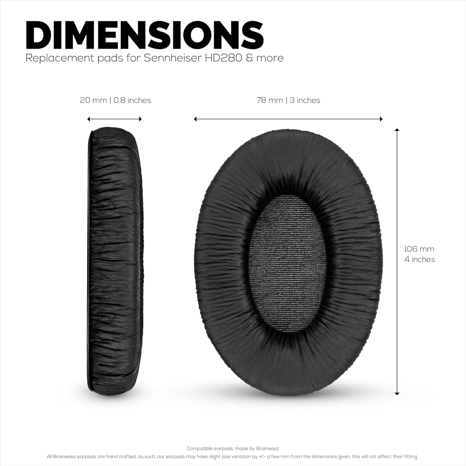 Almofadas de substituição HD280 para Sennheiser HD280 PRO, HD280 Silver, HD281, HMD280 PRO, HMD281, HMD280-XQ. Cushi de couro macio