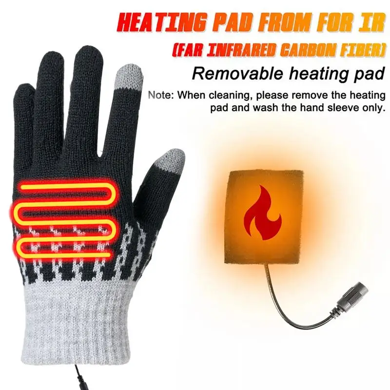 Heated Gloves For Women USB Electric Heated Fishing Gloves 3 Levels Adjustable Cold Weather Gloves Removable Heated Snowboard