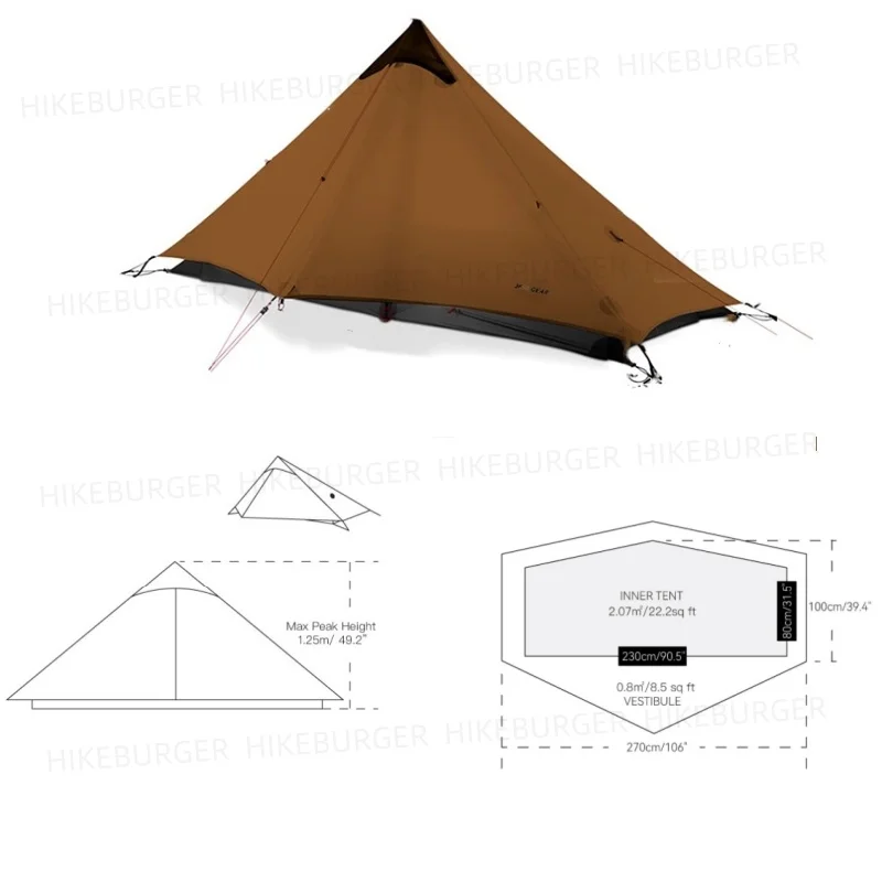 3F UL Gear 2026 Lanshan 1P Tent Outdoor Camping 15D SilNylon Tent Ultralight 760g Waterproof Poleless Tent Trekking Backpacking