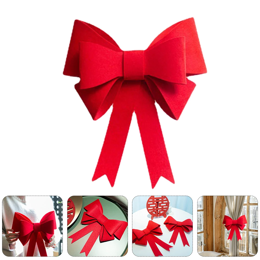 

Creative Large Red Felt Bow Tie Multi-Layer Design Decorative for Christmas Tree Wedding Room Party Curtain Pillow Window Sill