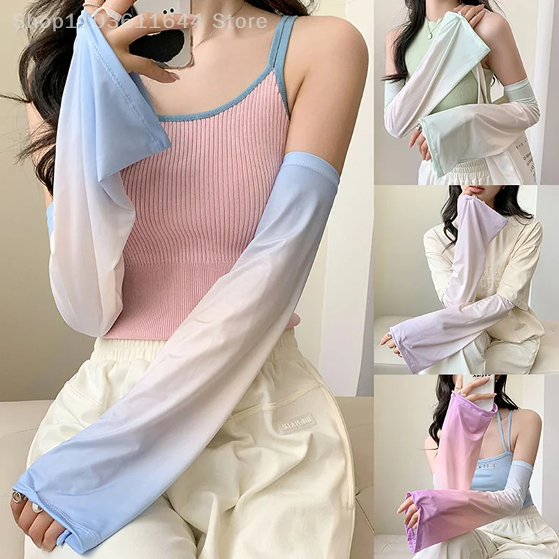 Mangas de brazo de Color degradado para hombre y mujer, protección solar UV para ciclismo, correr, conducir, antiquemaduras solares, 1 par