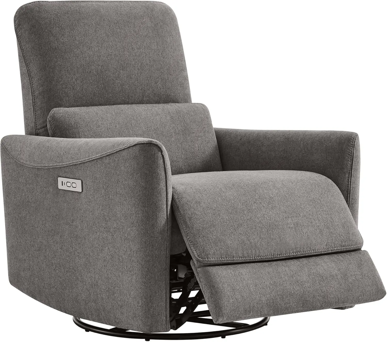 

Power Recliner Chair Swivel Glider FSC Certified Fabric Living Room Reclining Sofa Chair with Lumbar Support Metal Grey