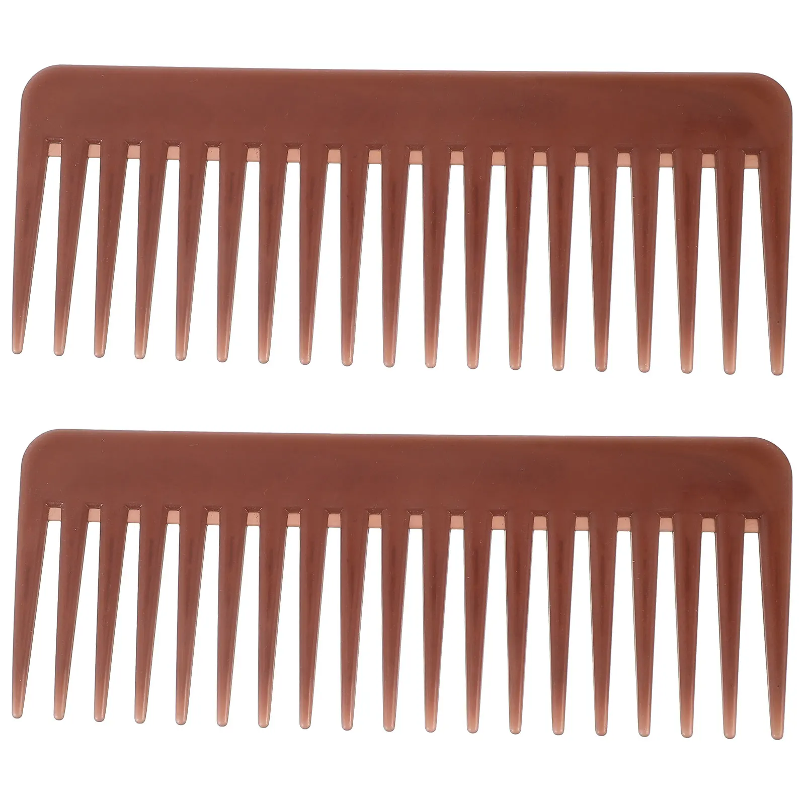 

2 Pcs Comb Wide Tooth Hair Salon Supplies Portable Haircut Round Plastic Brown Man