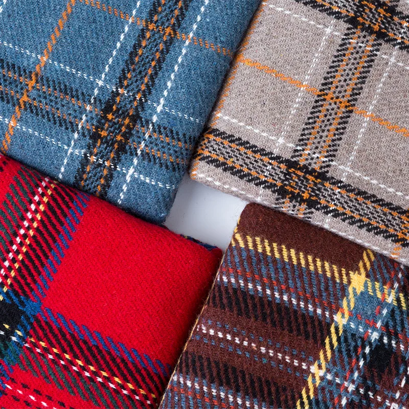 150cm Wide Thickening Plaid Woolen Cloth Fabric 10% Wool and 90% Polyester Autumn Winter Sanding Cashmere Coat DIY Sewing Fabric