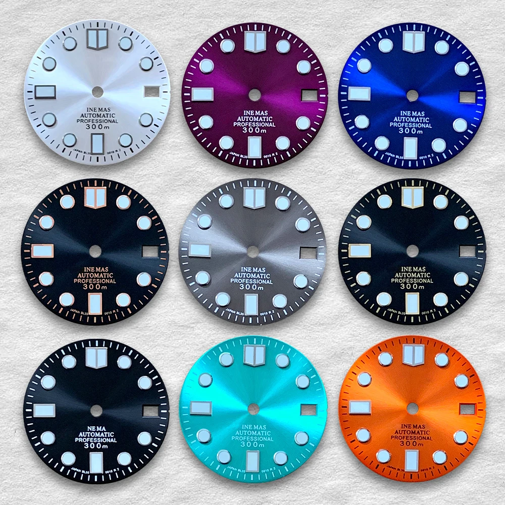 

High Quality 28.5mm S Logo Sunray Dial SUB/SKX007 DIal Suitable For NH35/NH36 Movement 3/3.8 o'clock Crown NH35 Accessories
