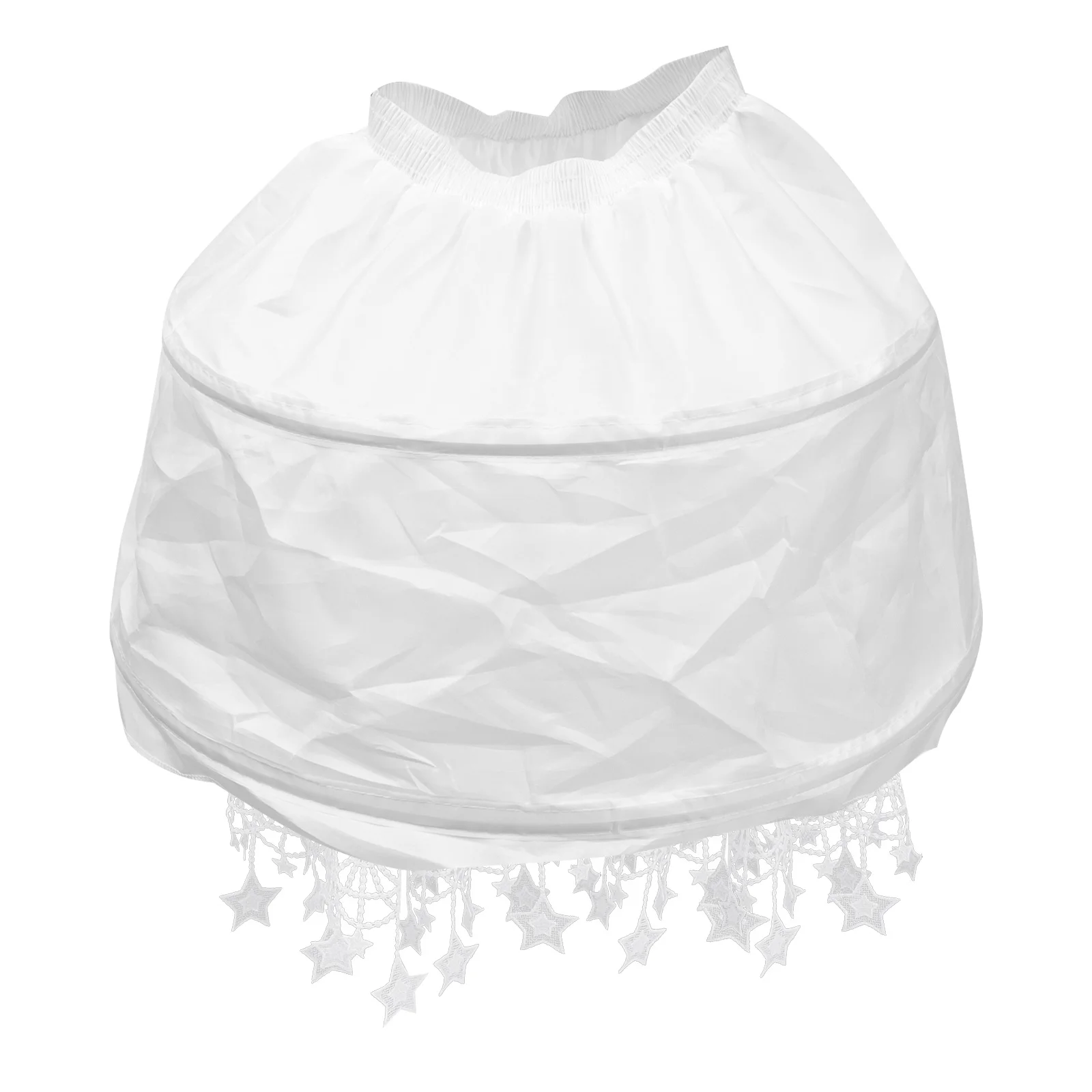 

Lolita Petticoat Underskirt Adjustable Dress Star Tassel Elastic Waistband Double Layer Fluff Up Wedding Lolita Cosplay Ball