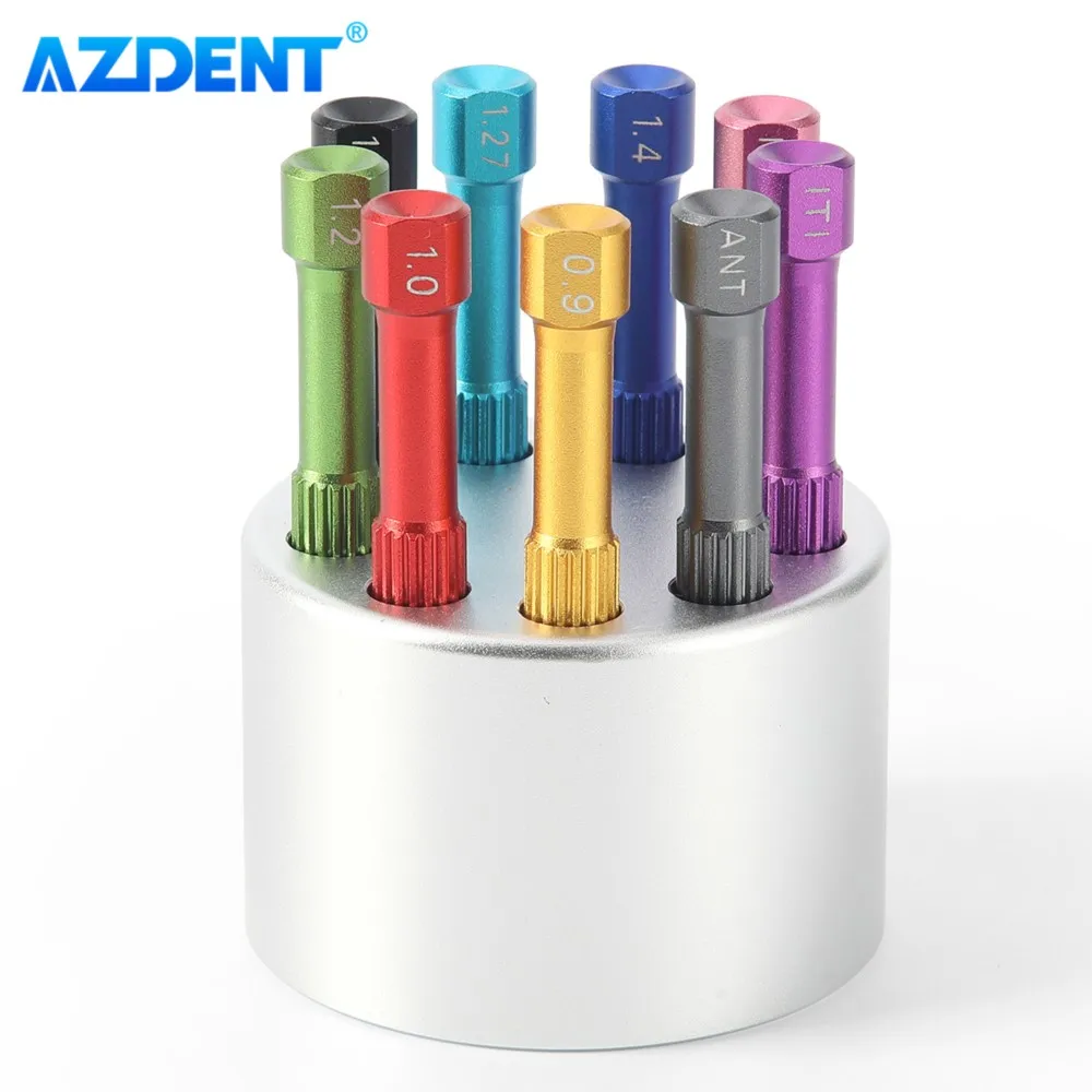 Set Dental Laboratory Implant Screw Driver AZDENT 9pcs Stainless Steel Screwdrivers with Holder Box Dentistry Tool Instrument