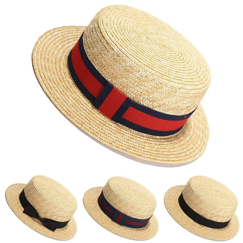 

Vintage European Round Bow Straw Wide Brim Sun Hat with Ribbon, Oversized Beach Cap for Fashion Show & Sun Protection
