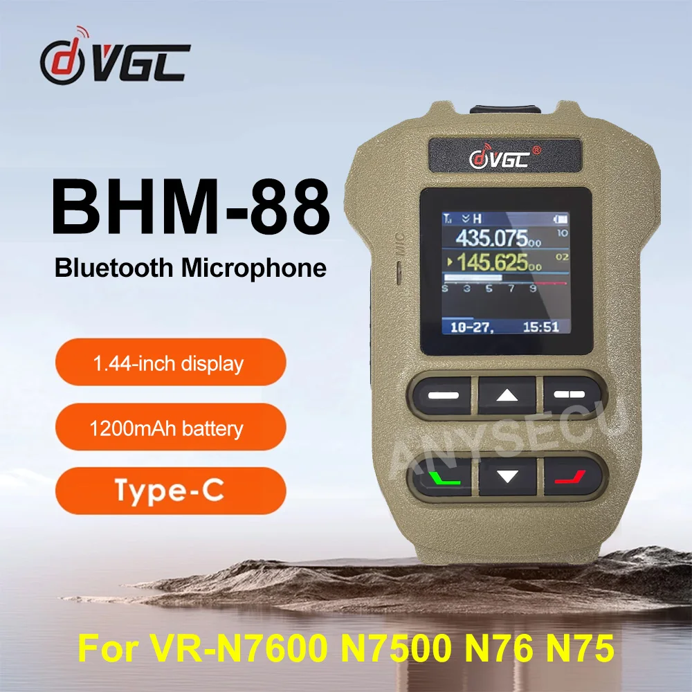 

VGC BHM-88 Wireless Microphone For VR-N7600 VR-N7500 VR-N76 VR-N75 Two Way Radio Accessories 1.44-inch LCD Display