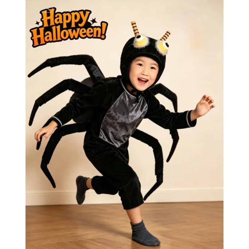 Children’s Spider Crab Plush Animal Style Halloween Festival Birthday School Stage Role Play Cotton Dress Outfit For Boys Girls
