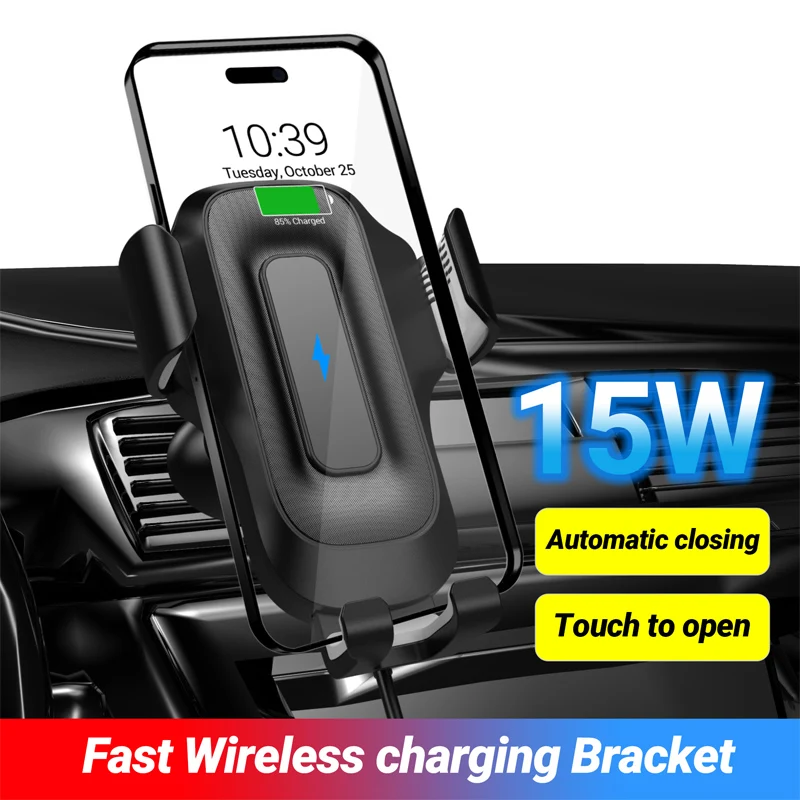 

Auto Clamping 15W Qi Fast Charging Phone Mount for Car Air Vent for iPhone 14 13 12 11 Pro Max/XR/XS/X, Galaxy Note 20/S23/S22