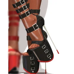 Black Platform Hollow Buckle Sandals Thin High Heel Peep Toe Fashion Sexy Cool 2025 Summer Big Size Woman Shoes Zapatillas Mujer