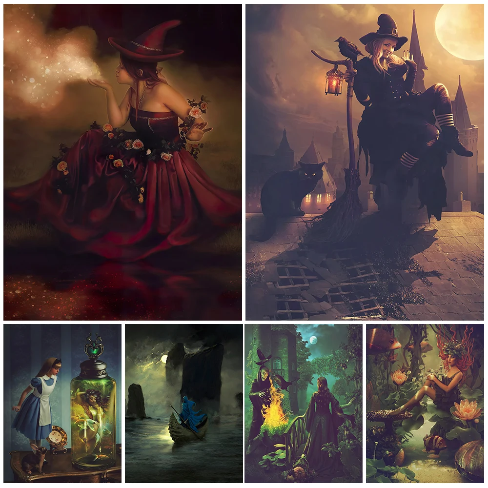 Salem Witch And Magic Godmother Wall Art Canvas Painting Soul Ferry Vintage Abstract Art Poster And Prints Home Decoration