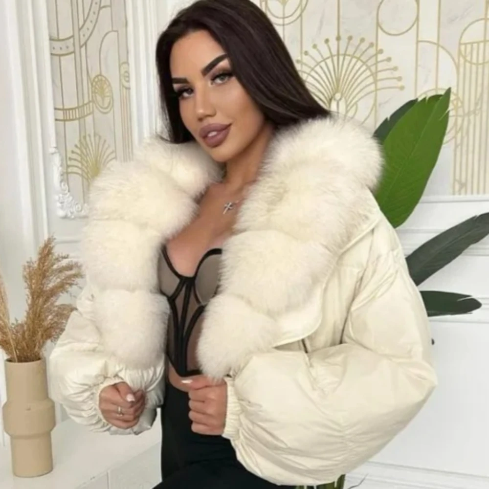 

Reality Big Natural Fox Fur Collar Real Fur Coat Women's Winter Down Jacket Female Puffer Jacket with Fur Down Padding Women