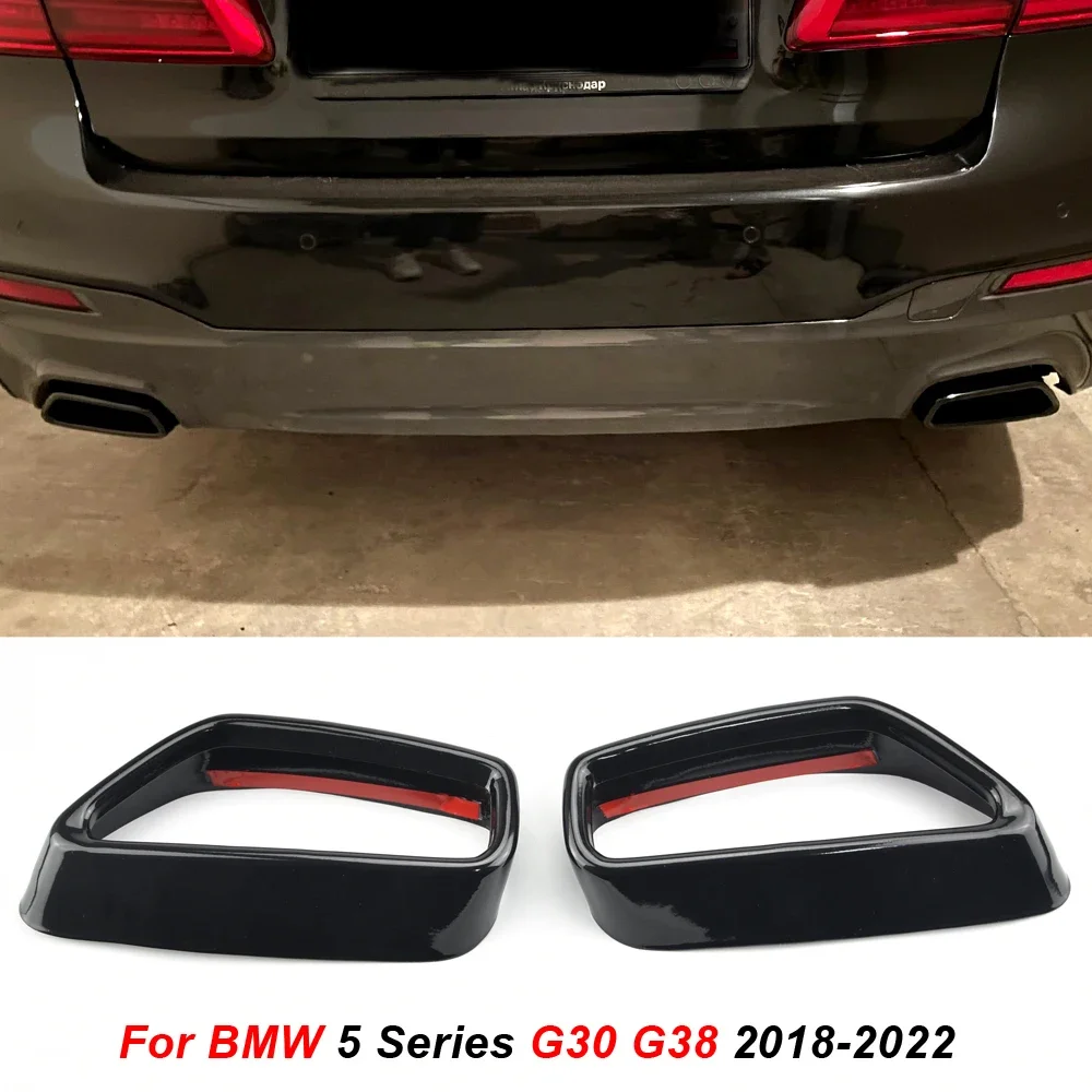 Exterior Modification Car Accessories For BMW 5 Series G30 G31 2018-2021 Car Exhaust Pipe Cover Stickers Stainless Steel Black