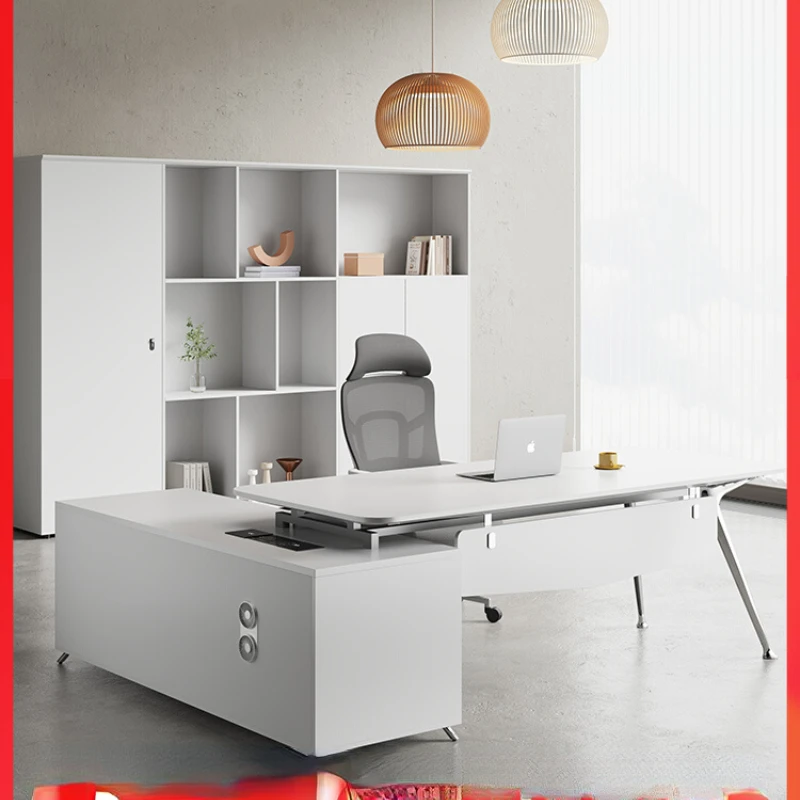 Simple desk modern light luxury company manager office table and chair combination full set of single supervisor desk