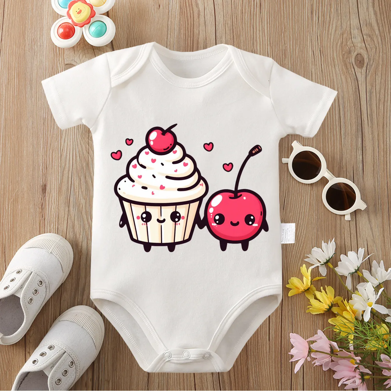 

100% хлопок, боди с принтом кекса Best Partner, удобные комбинезоны для малышей, комбинезон для новорожденных от 0 до 12 месяцев