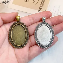 5pcs 20*30mm Oval Cabochon Pendant Base Vintage Settings Charm For Diy Resin Necklaces Jewelry Making Findings Accessories