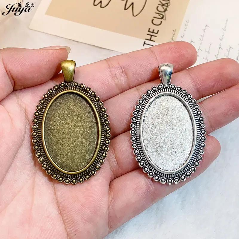 5 sztuk 20*30mm owalny kaboszon podstawa wisiorek Vintage ustawienia urok dla Diy naszyjniki z żywicy komponenty do wyrobu biżuterii akcesoria