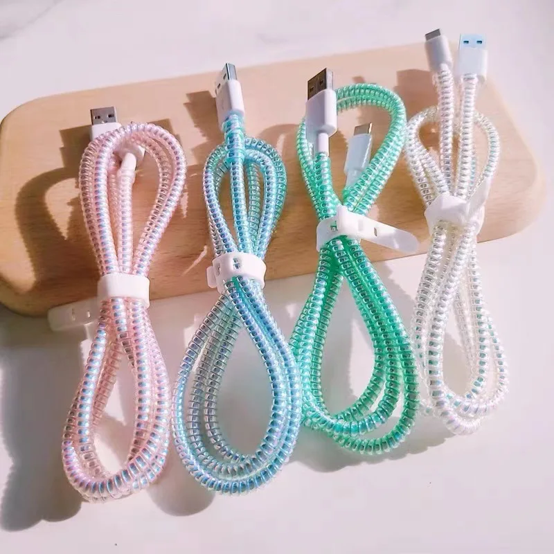 laser illusory color mermaid phone data cable protection rope color advanced environmentally friendly material winding cable