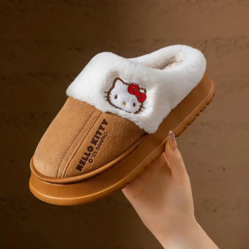 

Sanrio Hello Kitty Cotton Shoes Child Winter Indoor Keep Warm Slippers Girl Kawaii Anime Cartoon Fashion New Casual House Shoes