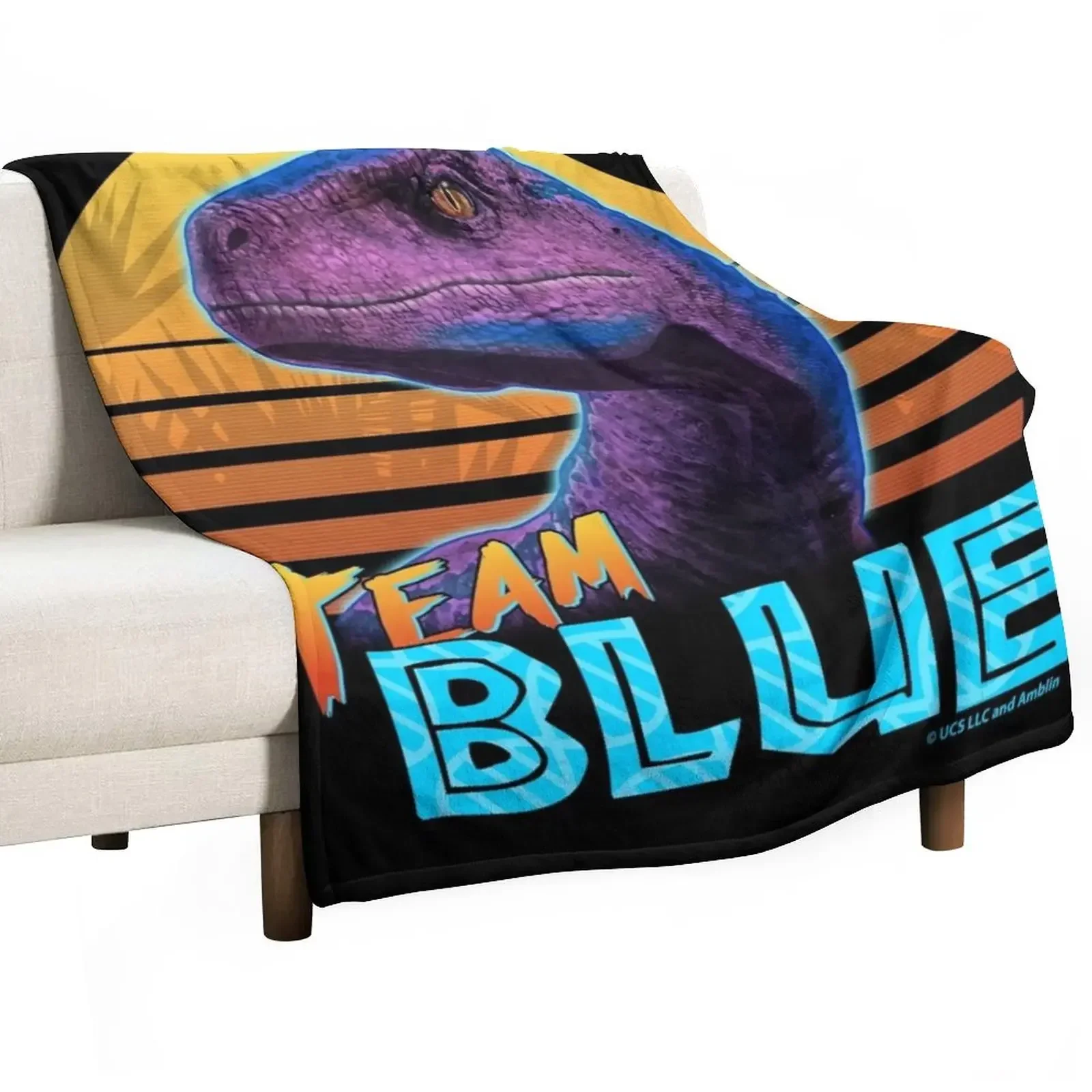 

Team Blue - Jurassic World Fan Art Throw Blanket Flannel Fabric Luxury Vintage for babies Blankets