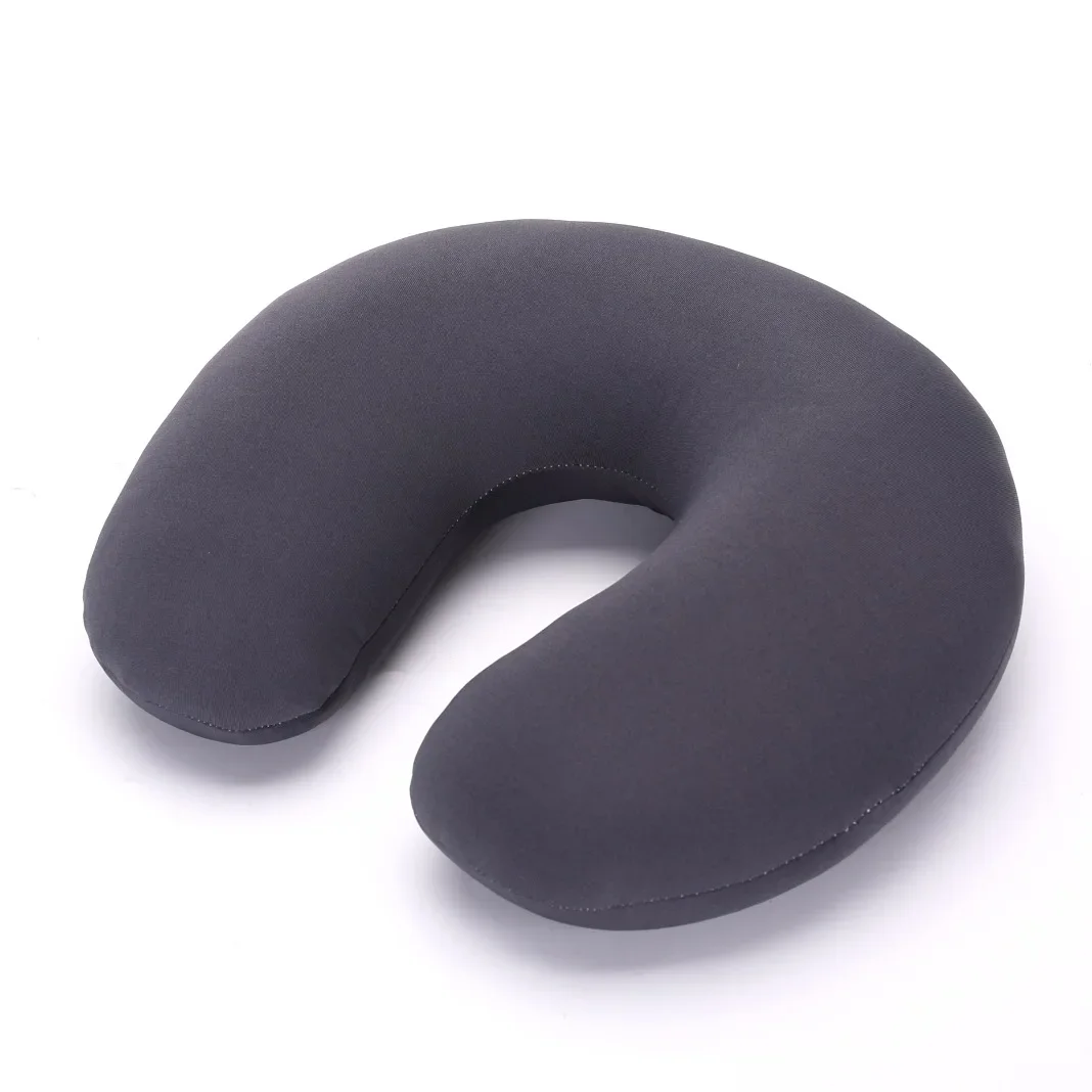 Almohada de viaje en forma de U de nanopartículas, reposacabezas de soporte para el cuello, relleno de microcuentas, cojín suave colorido de vuelo