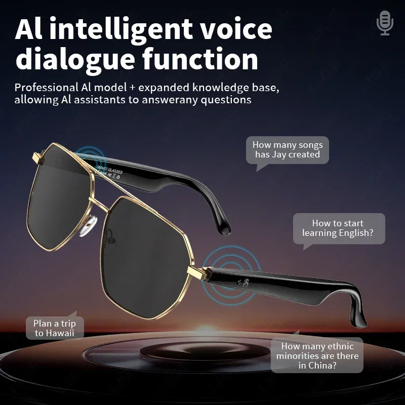 LIGE nuevas gafas inteligentes AI Bluetooth traducción en varios idiomas llamada de voz reproducción de música traductor gafas de sol para Android iOS