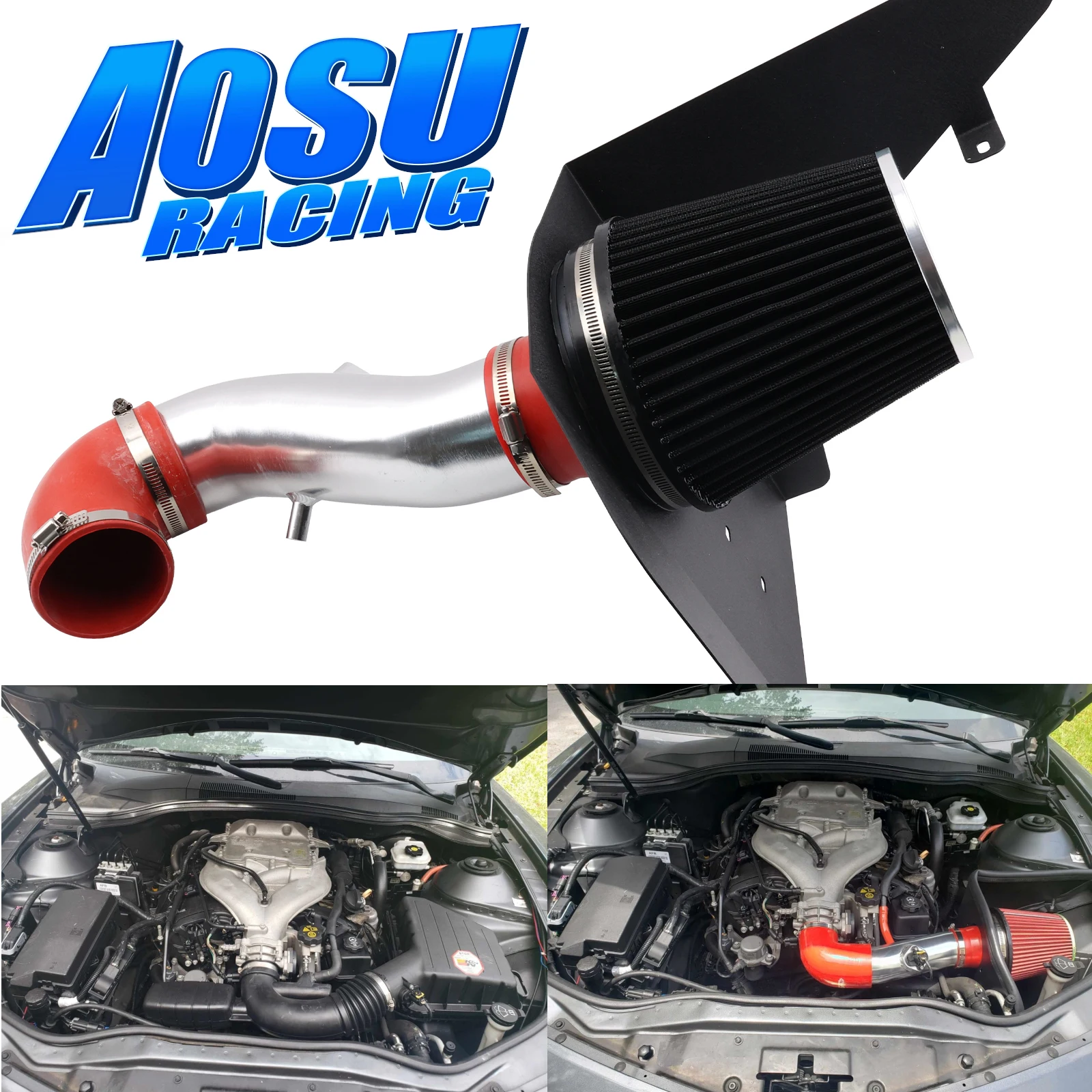 

Комплект впуска холодного воздуха с высоким расходом, комплект теплозащитного фильтра, красный для двигателя 10-11 Chevy Camaro V6 3,6 л, повышение производительности ускорения