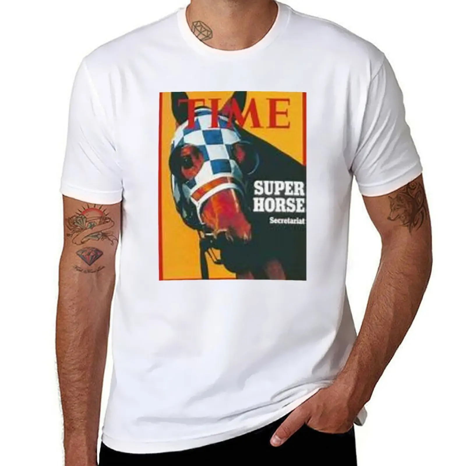 Secretariat And Ecole Etage 1973 Preakness T-Shirt Large Size Basic Casual T-Shirt