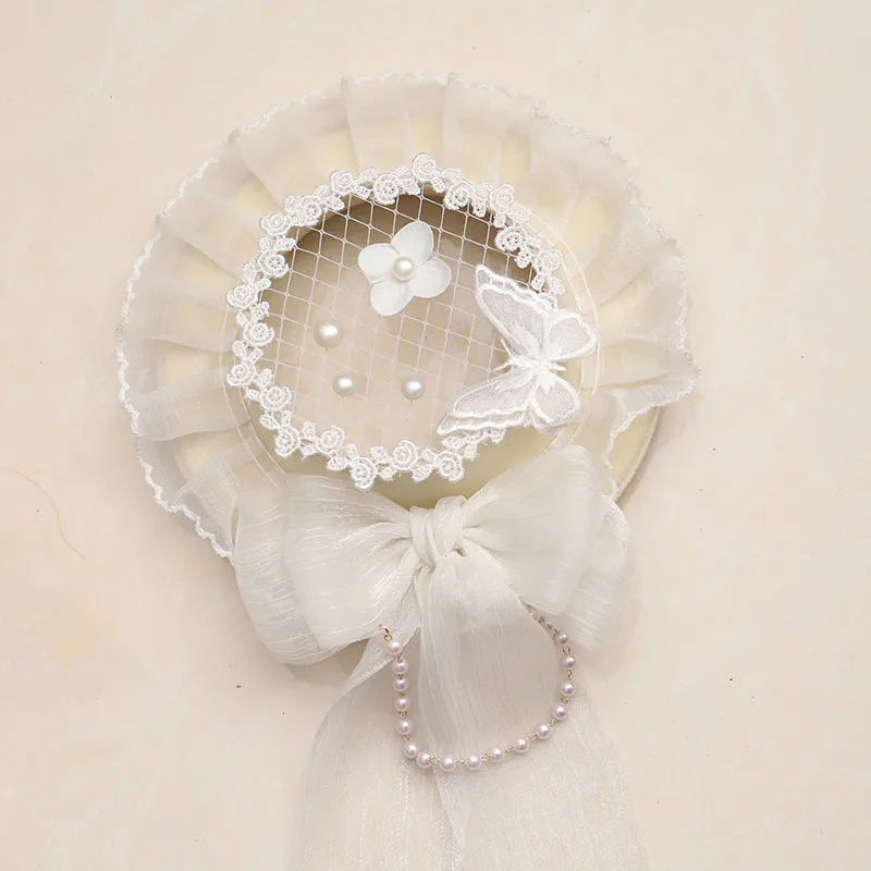 Lolita japoński elegancki cylinder ręcznie robiony róża generacja biały ślub czarny akcesoria Lolita