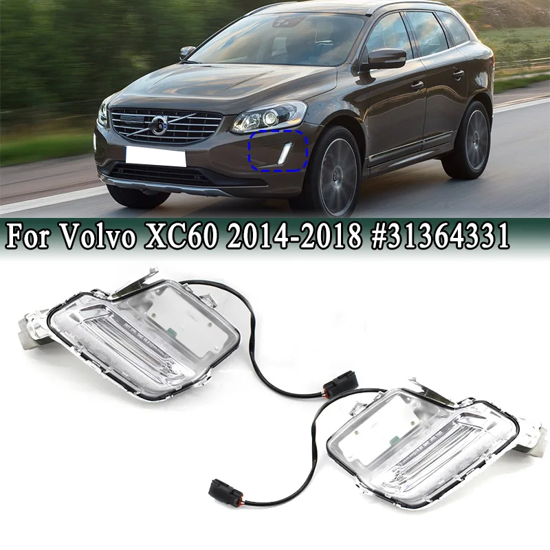 

For Volvo XC60 2014-2018 LED Front Bumper Fog Lamp White DRL Daytime Running Light #31364331