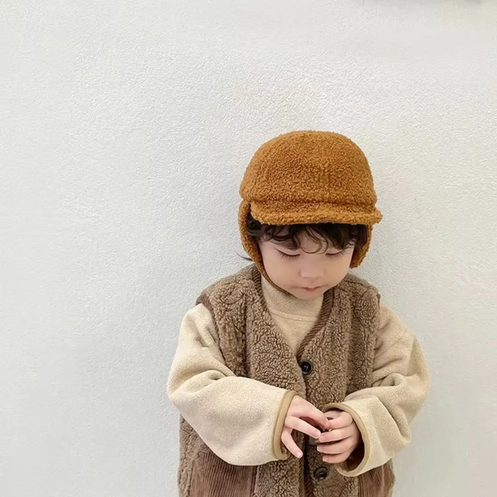 الموضة الكورية نمط الأطفال قبعة بيسبول حماية الأذن امبسوول الأطفال القبعات الدافئة يندبروف الدفء الطفل قبعة الشتاء