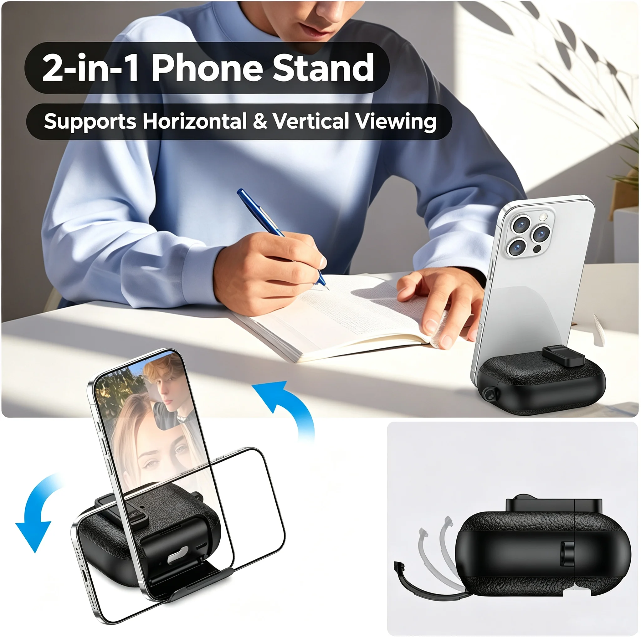 AirPods Pro3 AirPods5 Protective Case, Anti-Lost Lock + Phone Stand, Charge Without Taking Off Shell, Free Cleaning Tool