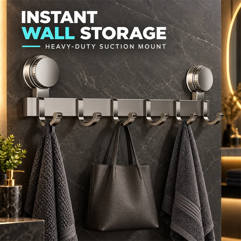 Suction Cup Door Clothes Hanger Storage Rack Door Rear Hook Without Punching Wall Hanging Row Hook Strong Load-bearing Hook