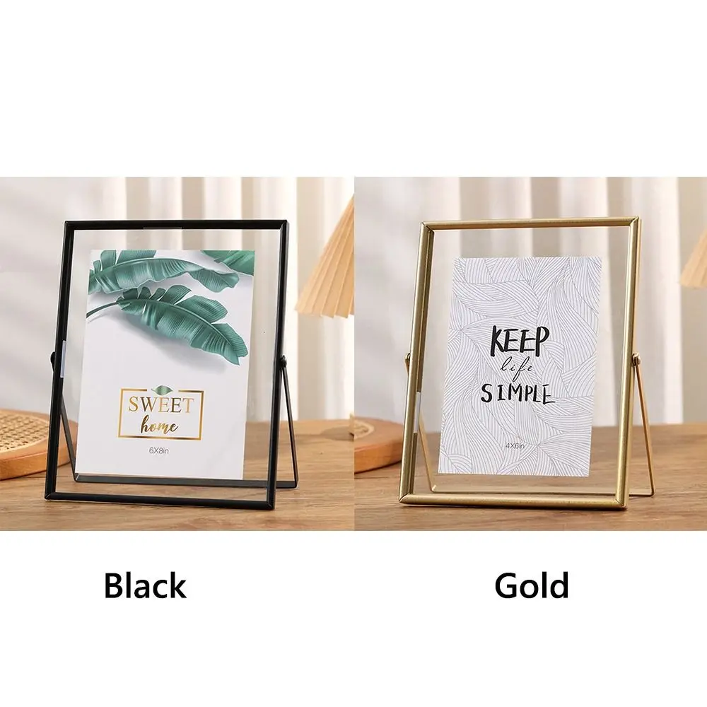 Multi-Purpose Metal Photo Frame, Gold & Black Rectangle