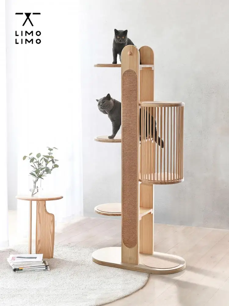 Solid Wood Cat Climbing Frame, Large Simple Vertical Cat Litter Tree