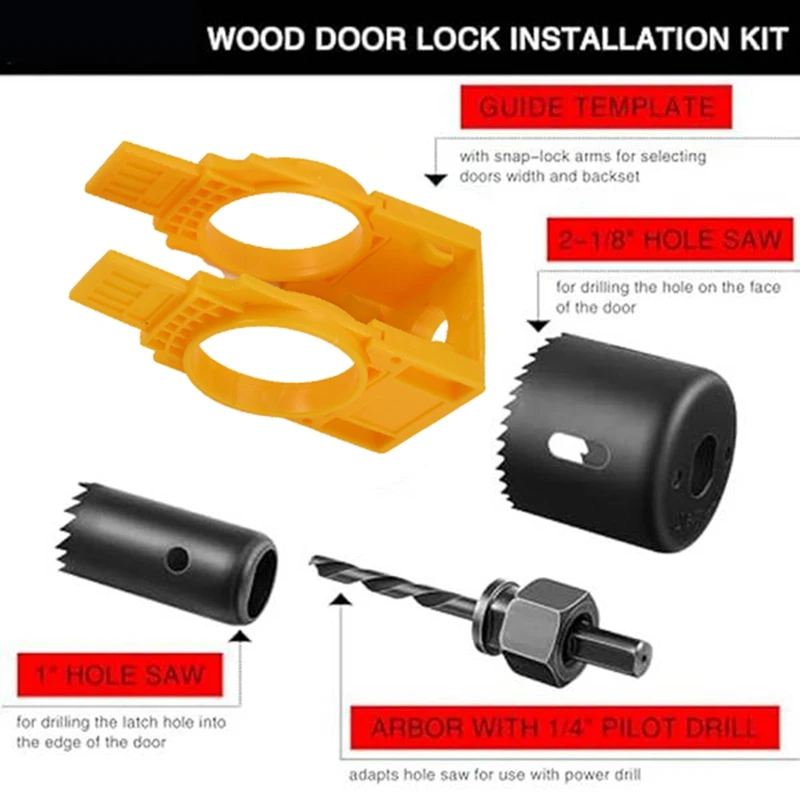 Upgrades Door Lock Installation Kit Door Hole Drilling Kit For Wood Door Door Lock Hole Saw Door Knob Installation Kit