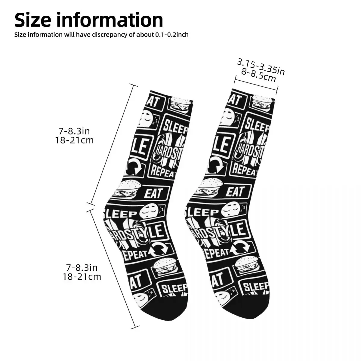 Eat Sleep Hardstyle-Calcetines de baile de fiesta de bajos repetidos, medias Harajuku de alta calidad para todas las estaciones, calcetines largos para regalos Unisex