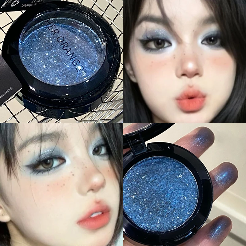 Geräucherte blaue, funkelnde, glänzende Lidschattencreme, einfarbiger Lidschatten, metallischer, violetter, grüner Diamant, aufhellender Glitzer-Highlighter