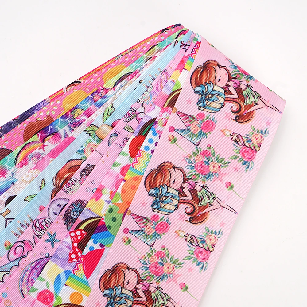 5 Yards Fairy Printed Grosgrain Satin Ribbons For Bows DIY Craft Decoration Packaging Supplies. 70054