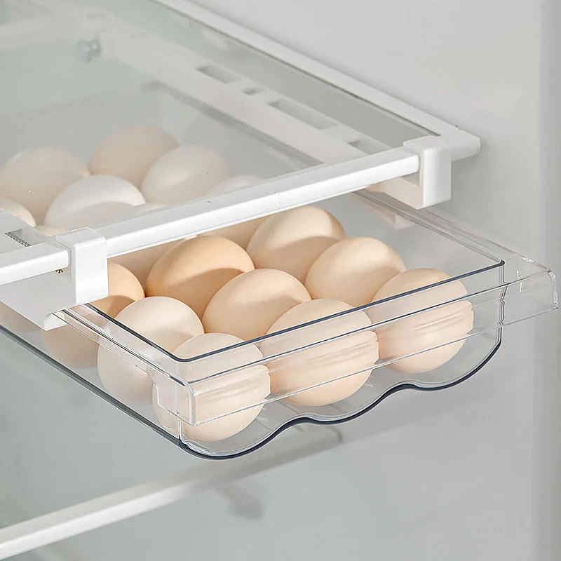 Clear Container For Egg Fridge Drawer Organizer Refrigerator Storage Bins Pull Out With Handle Kitchen Shelf Holder Storage Box