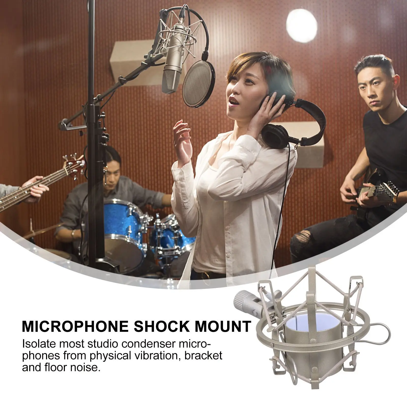 

Microphone Shock Mount For Condenser Mic 1.5Cm Bracket Hole Diameter Alloy Anti-Vibration Holder Universal Mic Clip Mount For