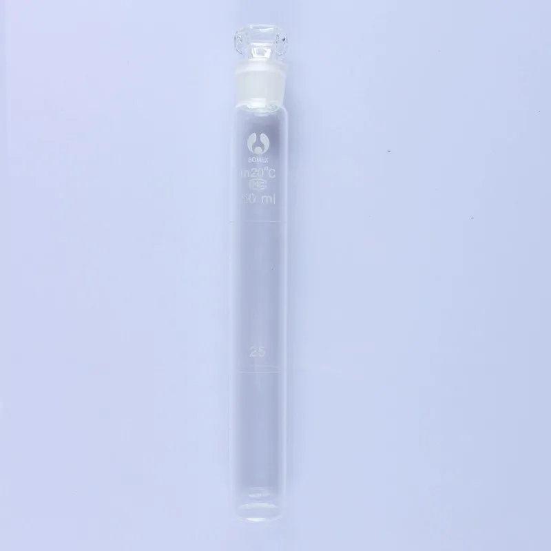 1 szt. 10ml 25ml 50ml brązowa przezroczysta kolor szkła rurka kolorymetryczna z korkiem, matowa rurka ustna do analizy laboratoryjnej — zdjęcie produktu 3