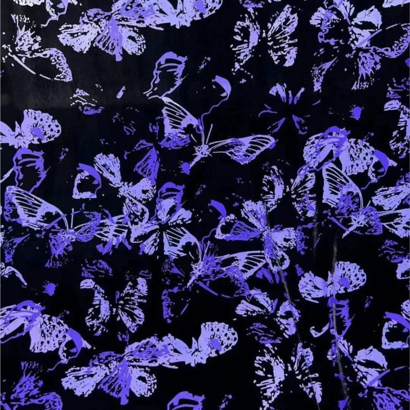 夏の新着パープルシルクベルベット植毛生地ドレスチャイナトップ