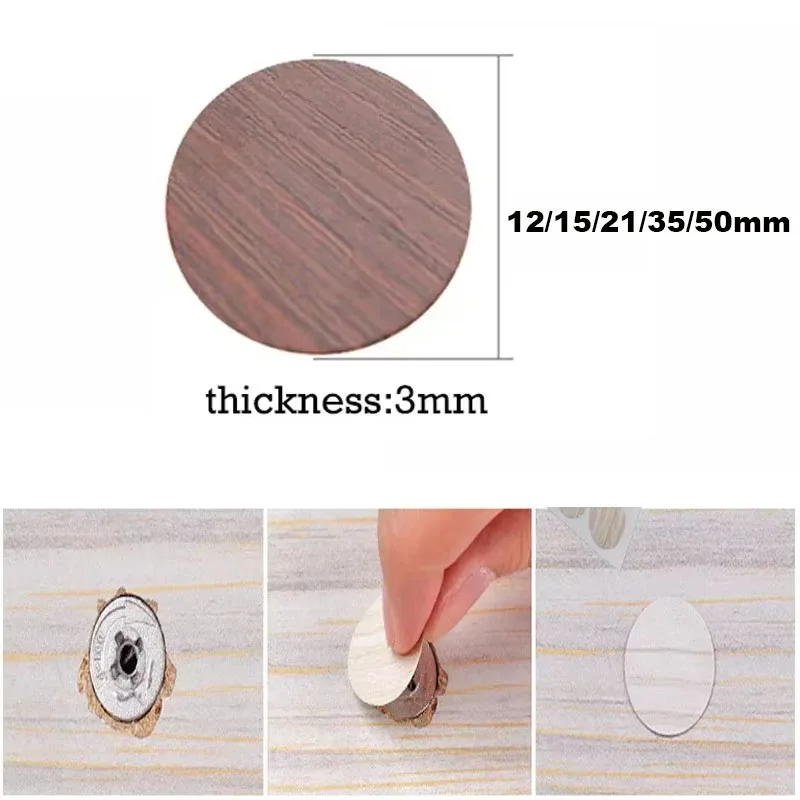 Wooden Furniture Screw Cap Cover Hole Sticker 12/15/21/35/50mm Self Adhesive Art Decorative Stickers For Desk Drawer Cabinet
