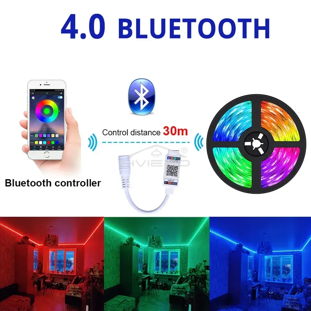 Contrôleur compatible Bluetooth pour RVB 2835 5050, bande lumineuse LED, applique murale néon, gradateurs de décoration, accessoires haute puissance