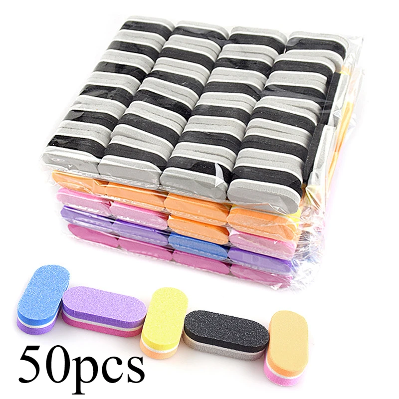 50 Pcs Polishing sponge shaping household nail art tools Mini Nail Files high elasticity nail files DIY Salon Manicure Tools