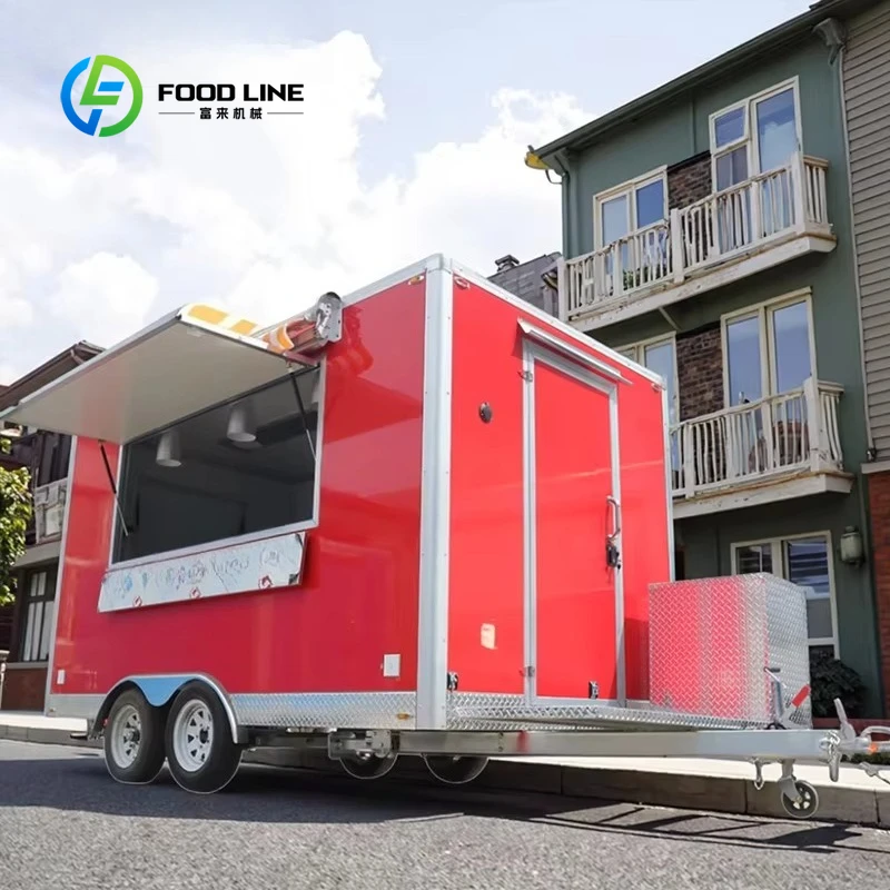 Customized size removable stainless steel snack cart food mobile cart trailer with full kitchen equipment