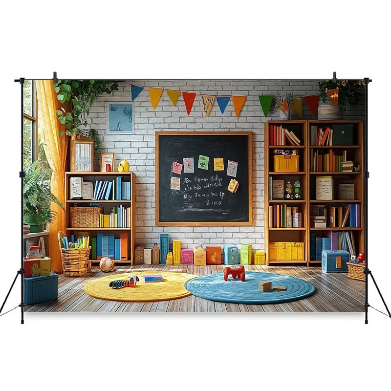 Mocsicka Back To School Photography Background Blackboard Classroom Decor Student Child Portrait Photo Backdrop Studio Wallpaper
